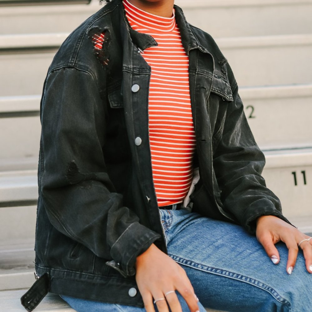 No More Parties Distress Denim Jacket